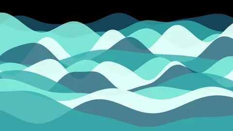 Abstract flowing waves background animation loop in shades of turquoise blu.. Video stock 347795215