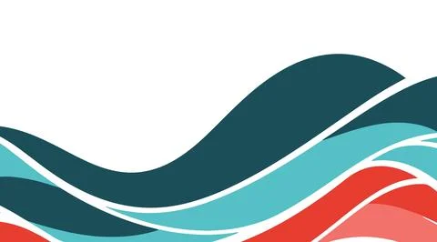 Abstract flowing waves background with dynamic curves in teal blue and vibrant r 库存插图