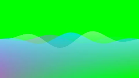 Abstract flowing waves of blue and green gradients on a vivid green backgroun Stock Footage 340263322