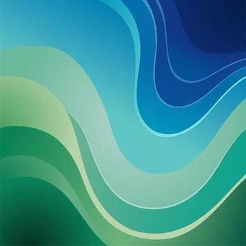Abstract flowing waves of blue and green gradient colors Stock Illustration