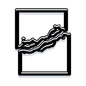 Abstract flowing waves breaking a rectangular frame Illustrazione stock