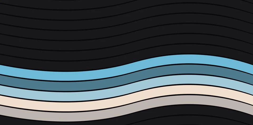 Abstract flowing waves in cool tones with dark background and light accents 스톡 일러스트