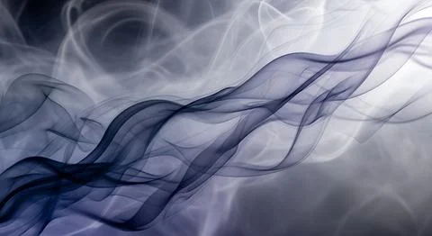 Abstract flowing waves of dark blue and grey smoke create a mesmerizing tex.. Stock Photos