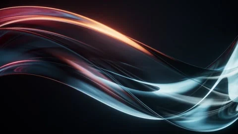 Abstract flowing waves of liquid metal with glowing neon light moving in a .. Stock Footage 327249564