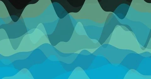 Abstract flowing wavy layers of blue and green colors, smooth and transluce.. Illustrazione stock