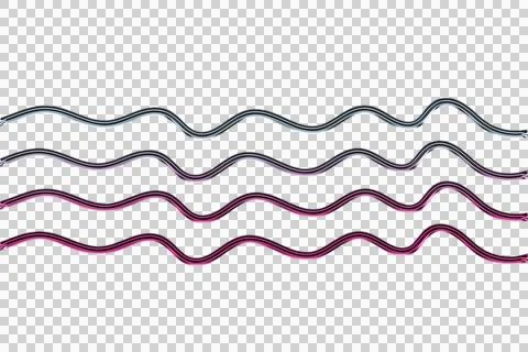 Abstract with flowing wavy lines in black red and white transparent background Stock Illustration