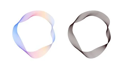 Abstract flowing wavy lines circle ring with rainbow gradient and black color Stock Illustration