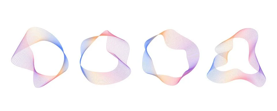 Abstract flowing wavy lines circle ring with neon rainbow gradient color Stock Illustration