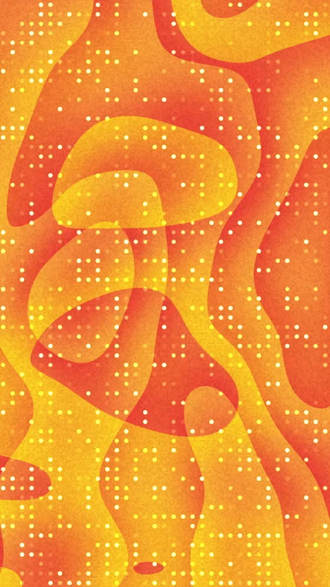 Abstract flowing yellow red liquid waves with bright dots seamless loop Stockbeeldmateriaal 342832537