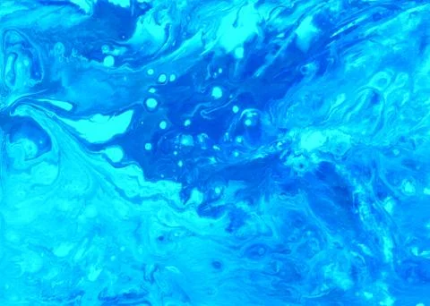 Abstract fluid art background. Blue, azure and turquoise colors mix together Stock Illustration