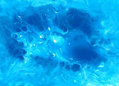 Abstract fluid art background. Blue, cyan and white colors mix together Stock Illustration