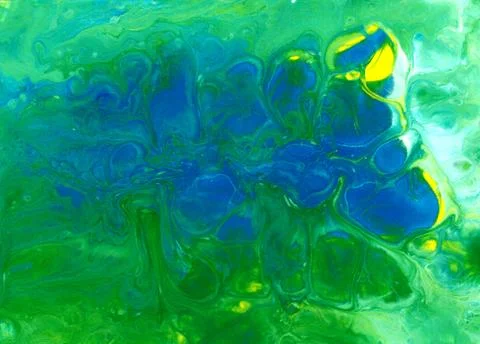 Abstract fluid art background. Blue, cyan, yellow, green and white colors mix Stock Illustration