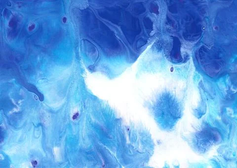 Abstract fluid art background. Blue, purple and white colors mix together Stock Illustration