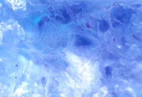 Abstract fluid art background. Blue, purple and white colors mix together Stock Illustration