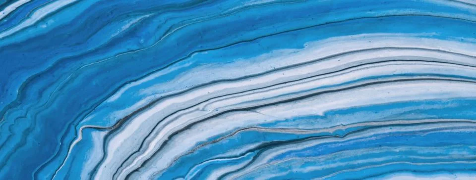Abstract fluid art background with blue, turquoise, white wavy marble texture Stock Illustration