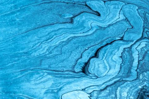 Abstract fluid art background light blue and black colors. Liquid marble. 库存插图