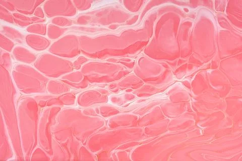 Abstract fluid art background light pink and white colors. Liquid marble. Stock Photos