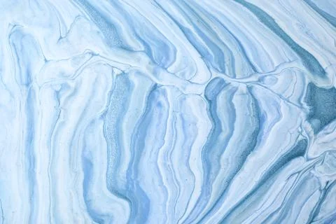 Abstract fluid art background light blue and white colors. Liquid marble. Acr Stock Photos
