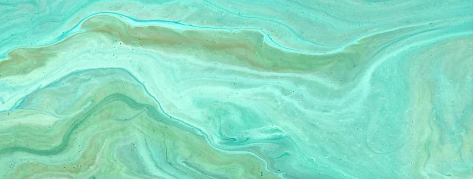 Abstract fluid art background with light cyan and mint marble texture. Liqu.. Stock Photos