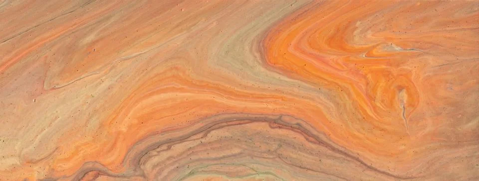 Abstract fluid art background with orange, peach and terracotta marble textur Stock Illustration