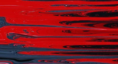 Abstract fluid art background showing red and black liquid paint swirling Illustrazione stock