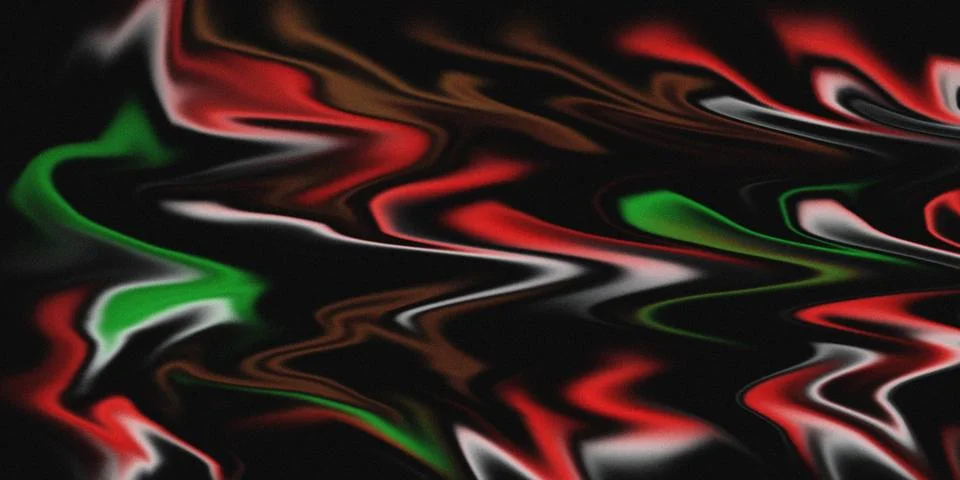 Abstract fluid art creating dynamic waves of red, green, and white colors Stock Illustration