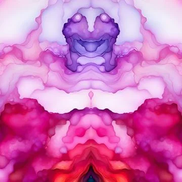 Abstract fluid art featuring an optical illusion face with surreal patterns. Stock Photos