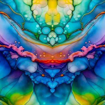 Abstract fluid art featuring an optical illusion face with surreal patterns. Stock Photos