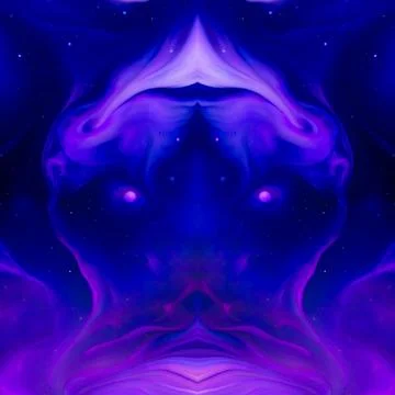 Abstract fluid art featuring an optical illusion face with surreal patterns. Stock Photos