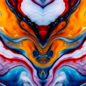 Abstract fluid art featuring an optical illusion face with surreal patterns. Stock Photos