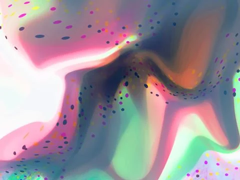 Abstract fluid artwork with vibrant colors and dot patterns Stock Illustration