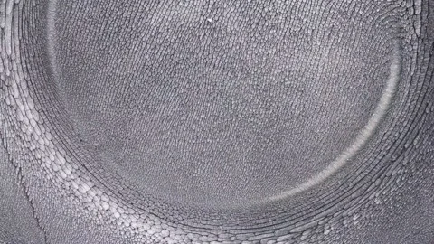 Abstract fluid background design of moving liquid silver shimmering ink. 库存影片 197099305