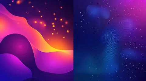 Abstract fluid background with gradient waves. Dual composition with contrasting Stock Illustration
