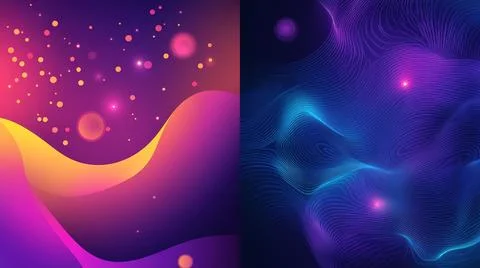 Abstract fluid background with gradient waves. Dual composition with contrasting Stock Illustration