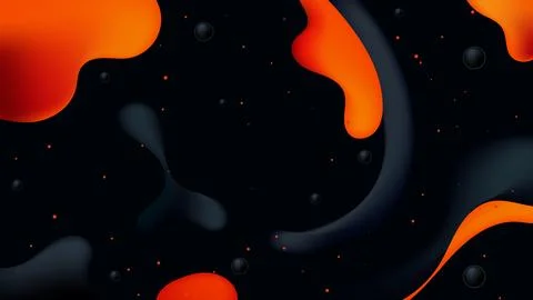 Abstract fluid background with orange and black glowing liquid blobs and fu.. Stock Illustration