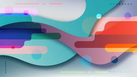Abstract fluid background with teal and coral organic waves and geometric p.. Stock Illustration