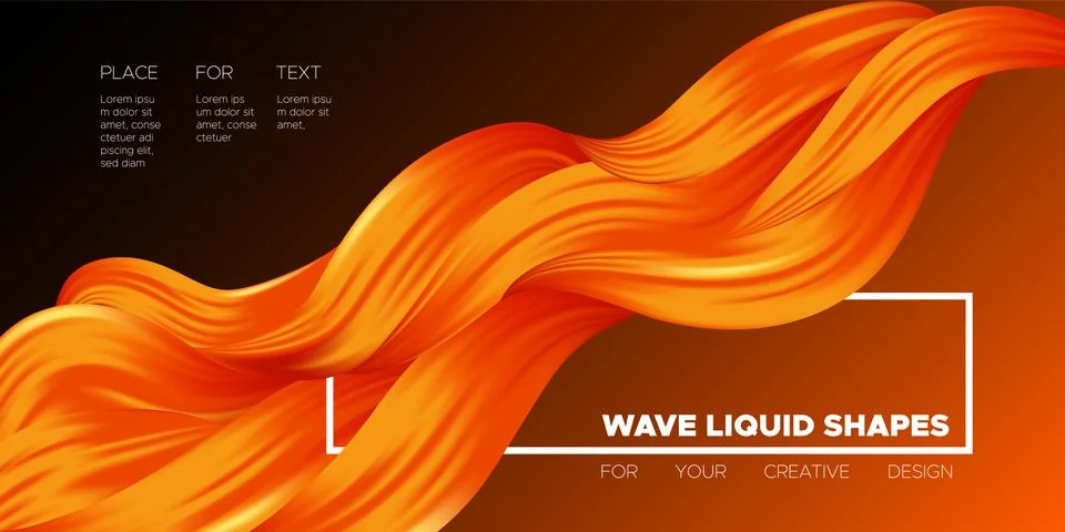 Abstract Fluid Background. Wave Liquid Shapes with 3D Effect. Modern Flow Pos Stock Illustration