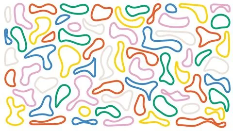 Abstract fluid blobs with vibrant outlines, ideal for speech bubbles, backgro Stock Illustration