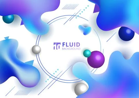 Abstract fluid blue gradient color irregular shape on white background with g 库存插图