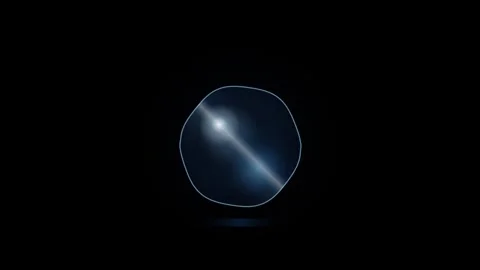 Abstract fluid circle glowing with light leak against black background in s.. Stockbeeldmateriaal 344905741