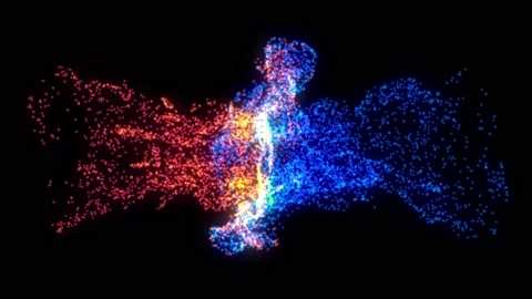 Abstract fluid collision blue and red animation on a black background Stock-Footage 202618408