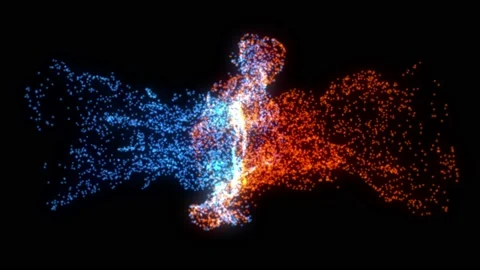 Abstract fluid collision blue-red animation. Stock Footage 201701175