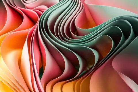 Abstract fluid colorful waves forming smooth texture. In 3d illustration Stock Illustration