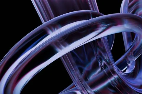 Abstract fluid design of intertwined, translucent loops in cool blues and p.. Stock Illustration