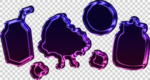 Abstract fluid dynamic swirls in vibrant purple and pink neon transparent Illustrazione stock