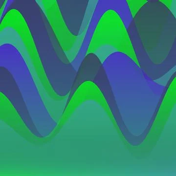 Abstract Fluid Dynamic Waves with Vibrant Green and Blue Gradient Overlays .. 스톡 일러스트