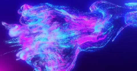 Abstract fluid explosion iridescent blue and purple glowing energy magic wa.. Stock Illustration