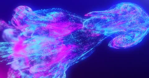 Abstract fluid explosion iridescent blue and purple glowing energy magic wa.. Stock Illustration