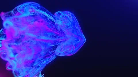Abstract fluid explosion iridescent blue and purple glowing energy magic wa.. Stock Illustration