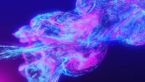 Abstract fluid explosion iridescent blue and purple glowing energy magic wa.. Stock Illustration